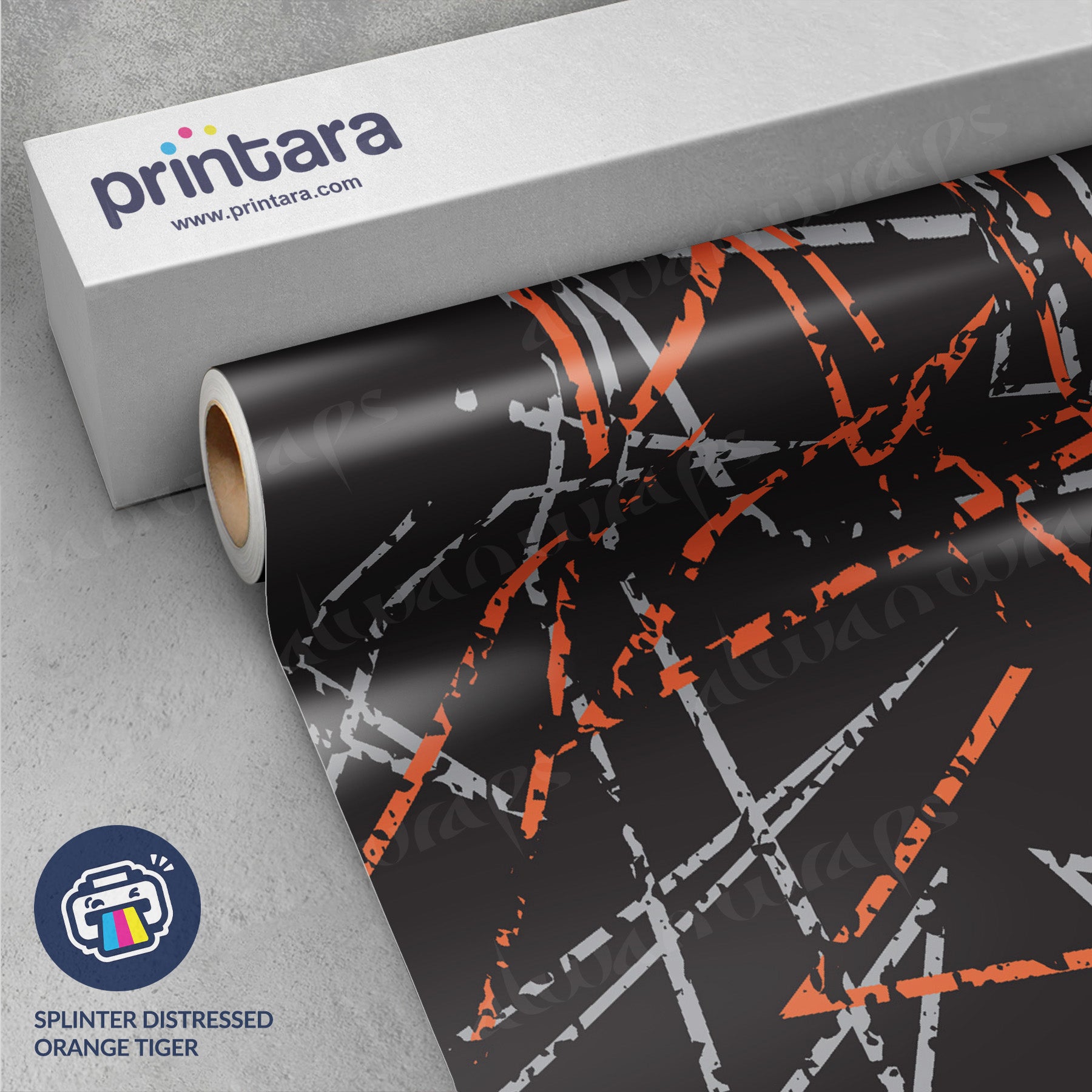 Splinter Distressed Orange Tiger Vinyl Wrap