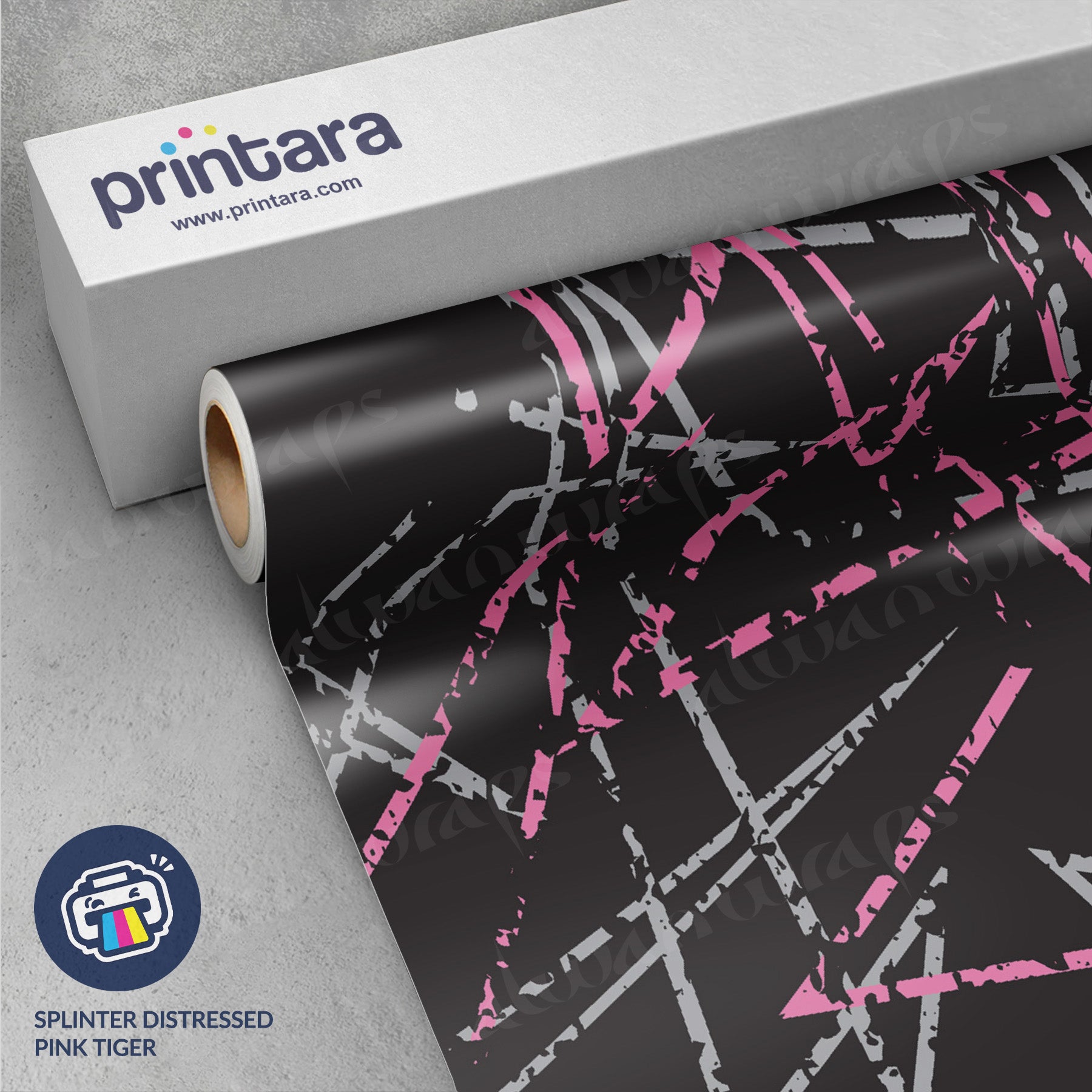 Splinter Distressed Pink Tiger Vinyl Wrap