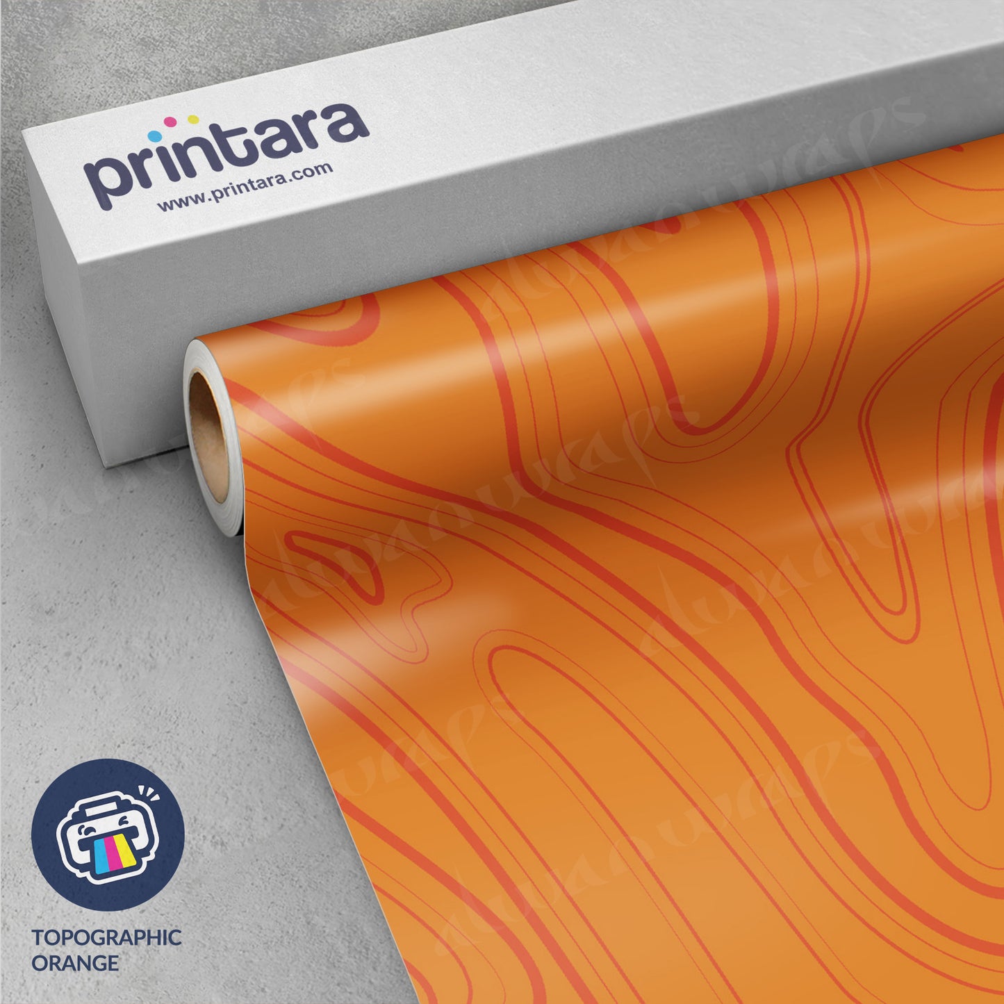 Topographic Orange Vinyl Wrap