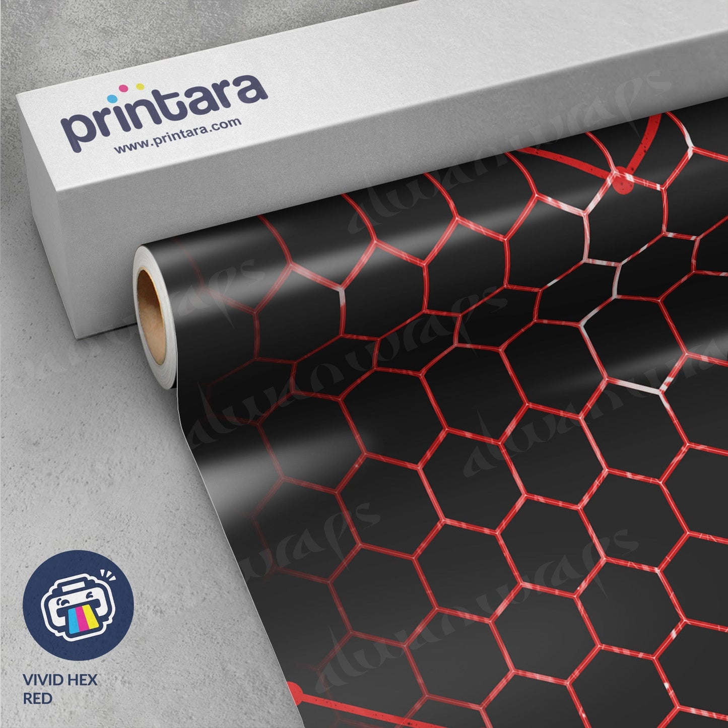 Printara Vivid Hex Red Vinyl Wrap | Blowout Stock | Satin Finish | Avery Dennison Media | 5ft x 2ft | 996822